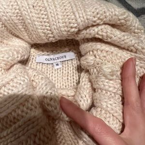 Olivaceous Sweater Cropped Foldover Neck